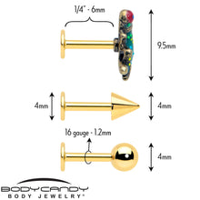 将图片加载到图库查看器，16G Frog Flat Back Earring Set Internally Threaded 3 Pack
