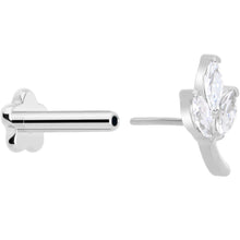 Load image into Gallery viewer, 16G 1/4 CZ Gem Leaves Medical Grade Titanium Reversible Flat Back Earring
