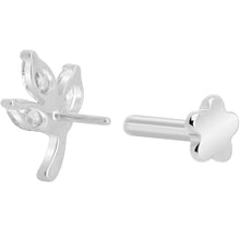Load image into Gallery viewer, 16G 1/4 CZ Gem Leaves Medical Grade Titanium Reversible Flat Back Earring
