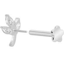 Load image into Gallery viewer, 16G 5/16 CZ Gem Leaves Medical Grade Titanium Reversible Flat Back Earring
