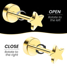 Load image into Gallery viewer, 14k Yellow Gold Plated 3mm Star Flat Back Stud Earrings - 1 Pair
