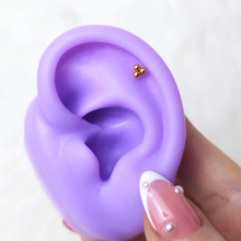 将图片加载到图库查看器，14k Yellow Gold Plated 3mm Trinity Ball Flat Back Stud Earrings - 1 Pair

