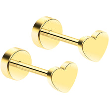 将图片加载到图库查看器，14k Yellow Gold Plated 4mm Heart Flat Back Stud Earrings - 1 Pair
