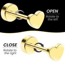 将图片加载到图库查看器，14k Yellow Gold Plated 4mm Heart Flat Back Stud Earrings - 1 Pair
