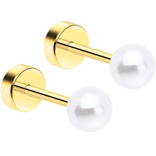 Load image into Gallery viewer, 14k Yellow Gold Plated 4mm Iridescent Ball Flat Back Stud Earrings - 1 Pair
