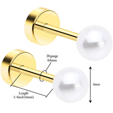 Load image into Gallery viewer, 14k Yellow Gold Plated 4mm Iridescent Ball Flat Back Stud Earrings - 1 Pair
