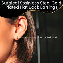 Load image into Gallery viewer, 14k Yellow Gold Plated 4mm Trinity Ball Flat Back Stud Earrings - 1 Pair
