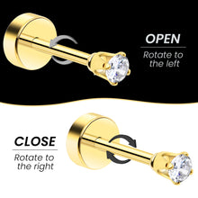 Load image into Gallery viewer, 14k Yellow Gold Plated 2mm CZ Flat Back Stud Earrings - 1 Pair
