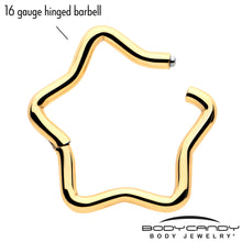 Load image into Gallery viewer, 16G 5/16 Gold Tone Star Shaped Hinged Segment Ring
