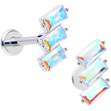 将图片加载到图库查看器，Titanium Flat Back Earring Set - Staggered Aurora CZ 16G
