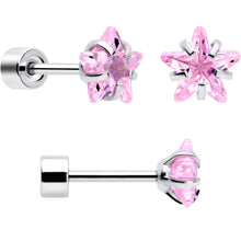 Load image into Gallery viewer, Pink Star CZ Flat Back Stud Earrings - 3 Pairs
