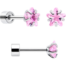 Load image into Gallery viewer, Pink Star CZ Flat Back Stud Earrings - 3 Pairs
