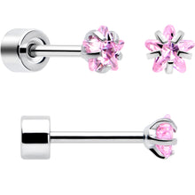 Load image into Gallery viewer, Pink Star CZ Flat Back Stud Earrings - 3 Pairs
