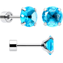 将图片加载到图库查看器，Blue CZ Flat Back Stud Earrings - 3 Pairs
