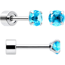 将图片加载到图库查看器，Blue CZ Flat Back Stud Earrings - 3 Pairs
