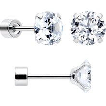 将图片加载到图库查看器，CZ Flat Back Stud Earrings - 3 Pairs
