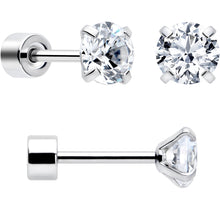 将图片加载到图库查看器，CZ Flat Back Stud Earrings - 3 Pairs
