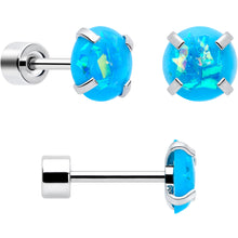 将图片加载到图库查看器，Blue Synthetic Opal Flat Back Stud Earrings - 3 Pairs
