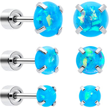 将图片加载到图库查看器，Blue Synthetic Opal Flat Back Stud Earrings - 3 Pairs
