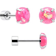 将图片加载到图库查看器，Pink Synthetic Opal Flat Back Stud Earrings - 3 Pairs
