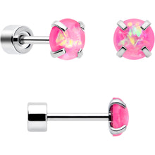 将图片加载到图库查看器，Pink Synthetic Opal Flat Back Stud Earrings - 3 Pairs
