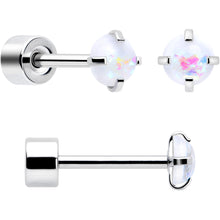 Load image into Gallery viewer, White Synthetic Opal Flat Back Stud Earrings - 3 Pairs

