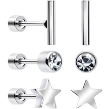 将图片加载到图库查看器，Classic Style Flat Back Stud Earrings - 3 Pairs
