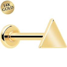 将图片加载到图库查看器，14k Solid Yellow Gold 3mm Triangle Threadless Push In Flat Back Stud
