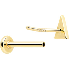 将图片加载到图库查看器，14k Solid Yellow Gold 3mm Triangle Threadless Push In Flat Back Stud

