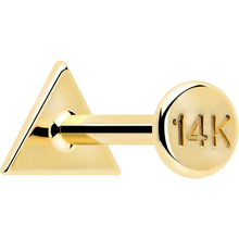将图片加载到图库查看器，14k Solid Yellow Gold 3mm Triangle Threadless Push In Flat Back Stud
