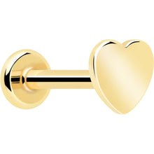Load image into Gallery viewer, 14k Solid Yellow Gold 3mm Heart Threadless Push In Flat Back Stud
