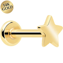 将图片加载到图库查看器，14k Solid Yellow Gold 3mm Star Threadless Push In Flat Back Stud
