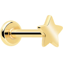 将图片加载到图库查看器，14k Solid Yellow Gold 3mm Star Threadless Push In Flat Back Stud
