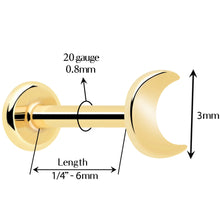 将图片加载到图库查看器，14k Solid Yellow Gold 3mm Moon Threadless Push In Flat Back Stud
