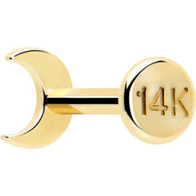 将图片加载到图库查看器，14k Solid Yellow Gold 3mm Moon Threadless Push In Flat Back Stud
