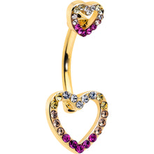 将图片加载到图库查看器，Romance Gem Open Heart Valentine Double Mount Belly Ring
