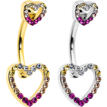 将图片加载到图库查看器，Romance Gem Open Heart Valentine Double Mount Belly Ring
