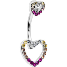 将图片加载到图库查看器，Romance Gem Open Heart Valentine Double Mount Belly Ring
