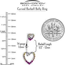 将图片加载到图库查看器，Romance Gem Open Heart Valentine Double Mount Belly Ring
