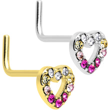 将图片加载到图库查看器，20G Romance Gem Open Heart L Shape Nose Ring
