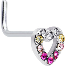 将图片加载到图库查看器，20G Romance Gem Open Heart L Shape Nose Ring

