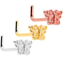将图片加载到图库查看器，20G 7mm Butterfly Classic L Shape Nose Ring
