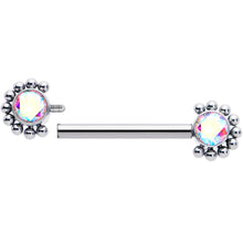 Load image into Gallery viewer, 14G 9/16 Aurora CZ Gem ASTM F-136 Titanium Internally Threaded Nipple Ring
