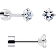 将图片加载到图库查看器，20G Clear Gem White Orb Flatback Earring Set of 6
