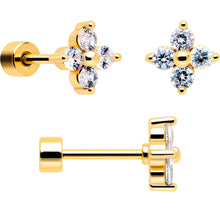 Load image into Gallery viewer, 20G Clear Gem Gold Tone Ball Chain Dangle Flatback Earring Set of 6
