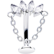 Load image into Gallery viewer, Gem Chain Dangle Titanium Push In Threadless Floating Belly Ring
