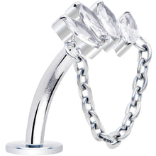 Load image into Gallery viewer, Gem Chain Dangle Titanium Push In Threadless Floating Belly Ring
