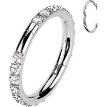 将图片加载到图库查看器，Implant Grade Titanium Forward CZ Double Sided Hoop Segment Ring
