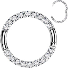 Load image into Gallery viewer, 16G Implant Grade Titanium CZ Double Row Hoop Segment Ring
