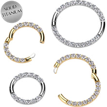 Load image into Gallery viewer, 16G Implant Grade Titanium CZ Double Row Hoop Segment Ring

